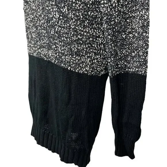 French Connection Women's 100% Cotton Tweed Long Line Gray Black Sweater sz M - Picture 10 of 12